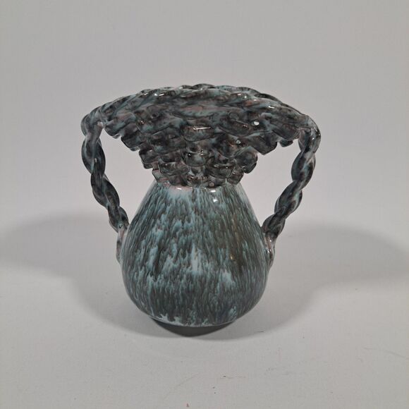 Alexandre De Wemmel - Etsy Alexandre De Wemmel Pottery Vase 4.5” Belgium #4 Blue Gray Woven Two Handles